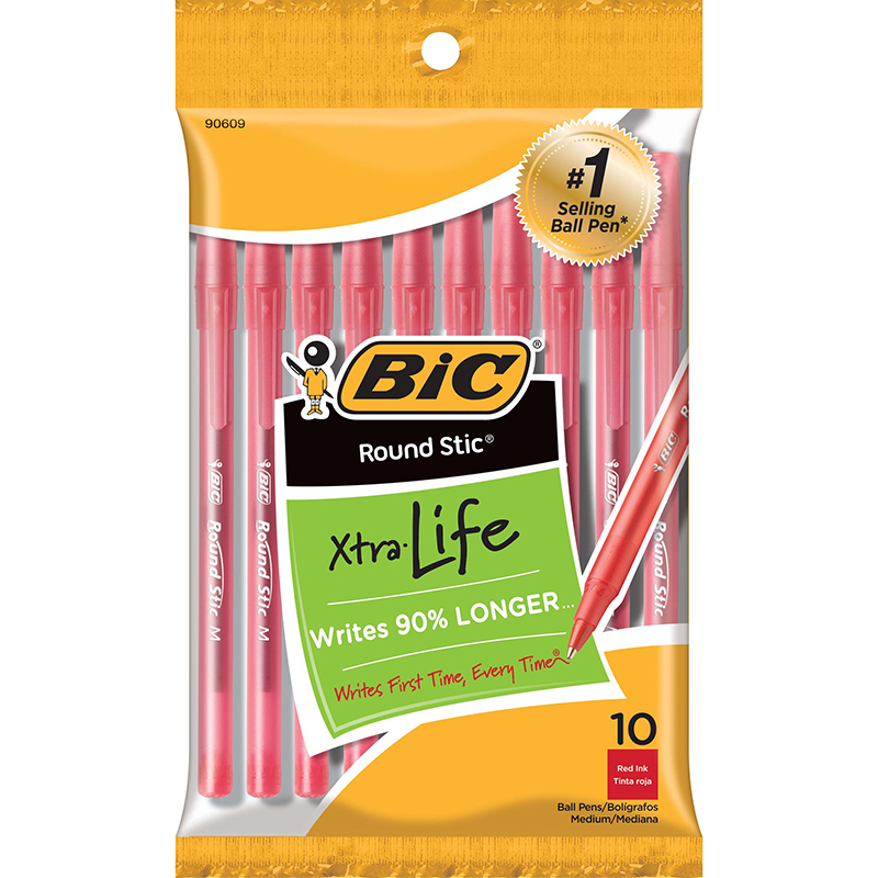 Bic USA进口代理批发 Bic 美国 BICGSMP101RD Bic 圆形 Stic 圆珠笔红色 10 支