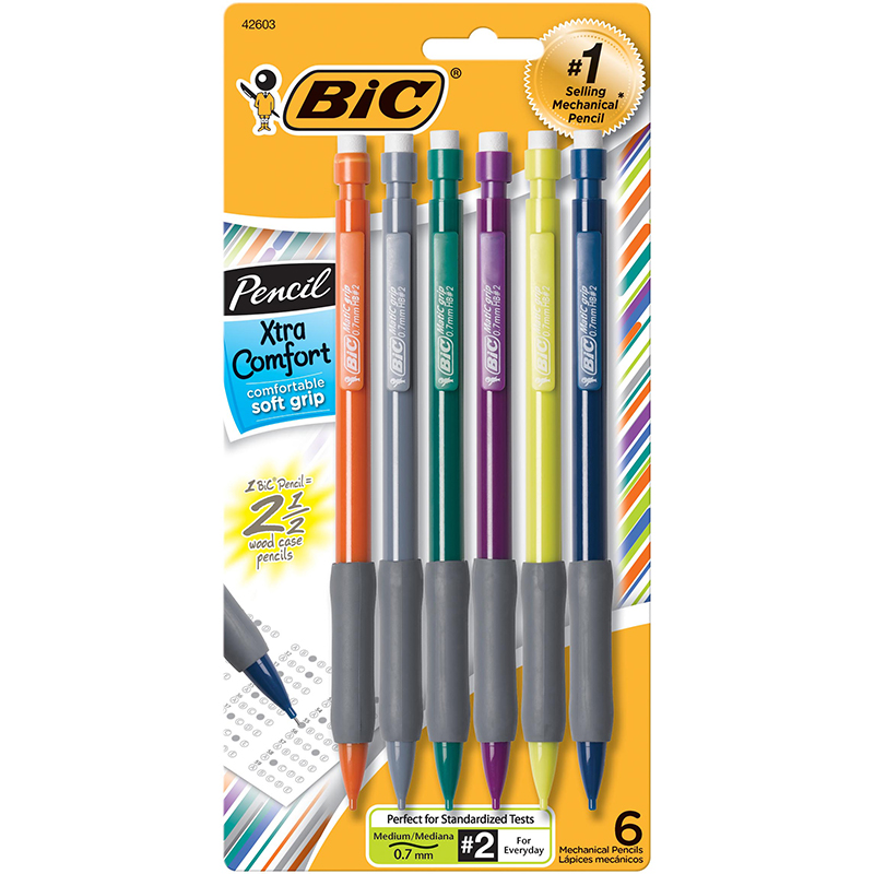 Bic Usa进口代理批发 Bic 美国 BICMPGP61 Bic Matic Grip 6Pk Asst 机械 - 铅笔 0.7 毫米