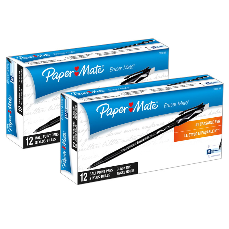 PaperMate进口代理批发 PaperMate PAP39301-2 Papermate 橡皮笔，黑色 12 每包 (2 DZ)