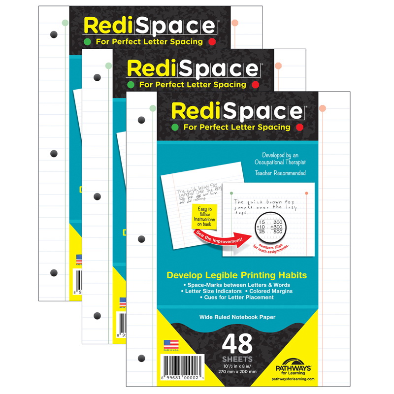 Pathways For Learning进口代理批发 RS-48FP-3 Redi Space Transitional 学习途径，笔记本纸 48 张（3 PK）