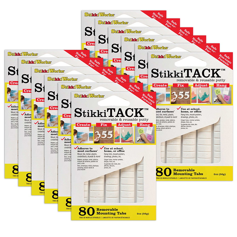 StikkiWorks进口代理批发 StikkiWorks STKST80W-12 Stikki Tack 80 白色标签（12 包）