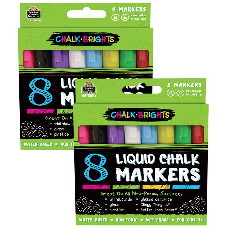 Fine Tip Chalk Marker Set - Fluorescent Colors - UCH4824A