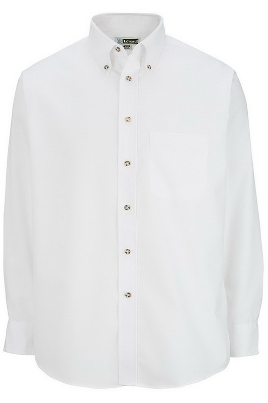 Ladies' Pinpoint Oxford Long-Sleeve Shirt with Button-Down Collar, Edwards  Garment
