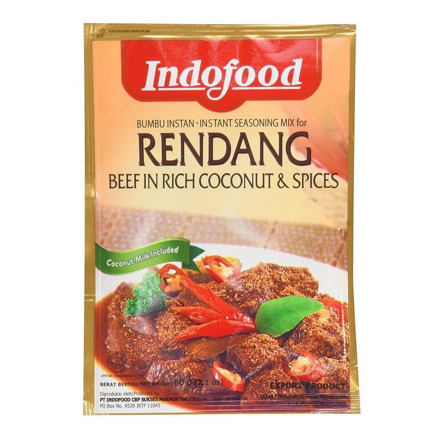 Indofood进口代理批发 Indofood Rendang[Bf in Rich Coco&Spices]调味料，60克，每包24个，每箱2个