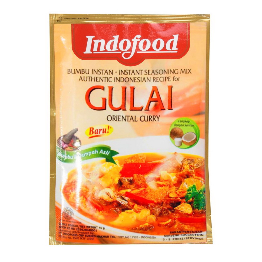 Indofood进口代理批发 Indofood Gulai [东方咖喱]调味料，45克，每包24粒，每箱2粒