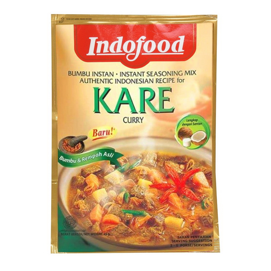 Indofood进口代理批发 Indofood Kare [咖喱]调味料，45克，每包24个，每箱2个