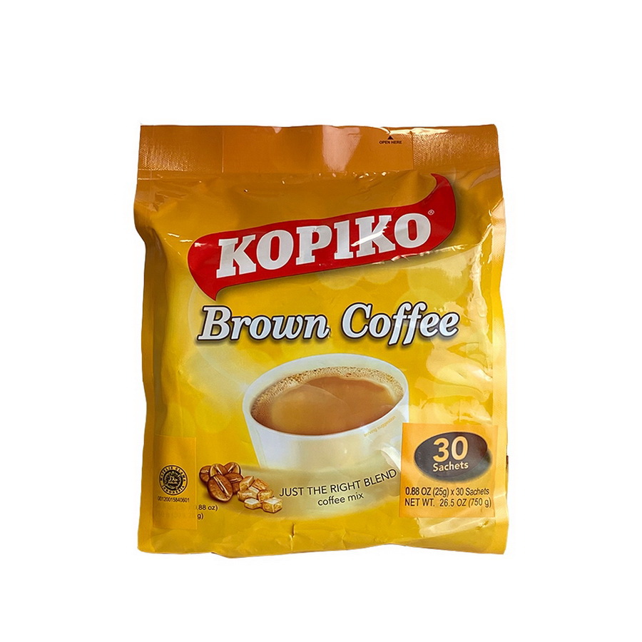 Kopiko进口代理批发 Kopiko 棕色咖啡粉（袋装），25 克，每包 30 粒，每箱 12 粒