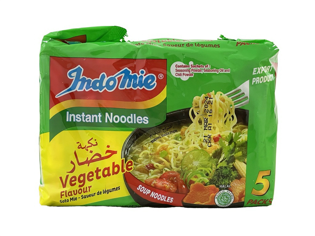 Indomie进口代理批发 Indomie INDOMIE 蔬菜味，2.65 盎司，每包 5 个，每箱 6 个