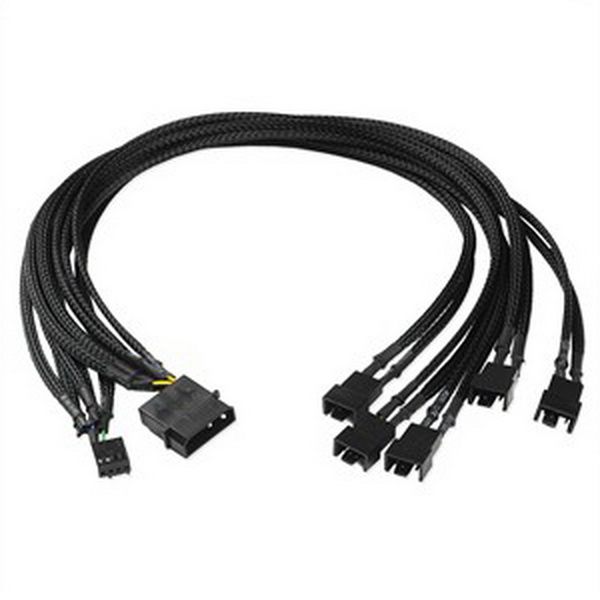 EverCool进口代理批发 EverCool Molex 转 5X 4 针 PWM 风扇电缆，编织，17 英寸 CB-EC-DF001