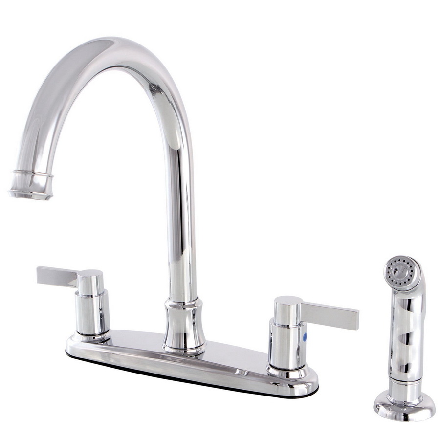 Kingston Brass FB751NDL NuvoFusion 8 Centerset Kitchen Faucet with Sprayer 7 in Spout Reach Polished Chrome