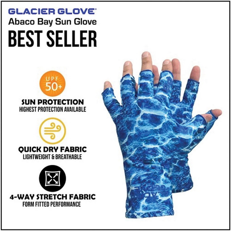 酷牌库|商品详情-GLACIER GLOVE进口代理批发 GLACIER GLOVE 009BC XS/S 阿巴科湾防晒手套蓝色迷彩 XS/S