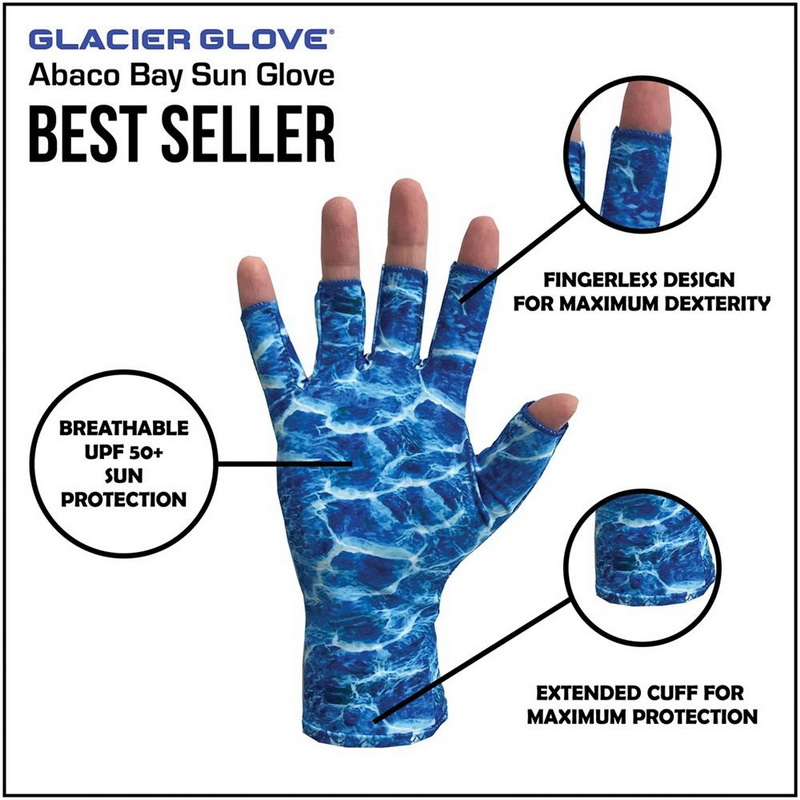 酷牌库|商品详情-GLACIER GLOVE进口代理批发 GLACIER GLOVE 009BC XS/S 阿巴科湾防晒手套蓝色迷彩 XS/S