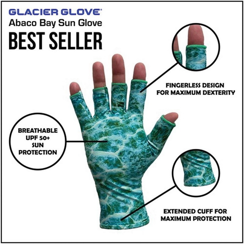 酷牌库|商品详情-GLACIER GLOVE进口代理批发 GLACIER GLOVE 009VR L/XL 阿巴科湾防晒手套绿色迷彩 L/XL