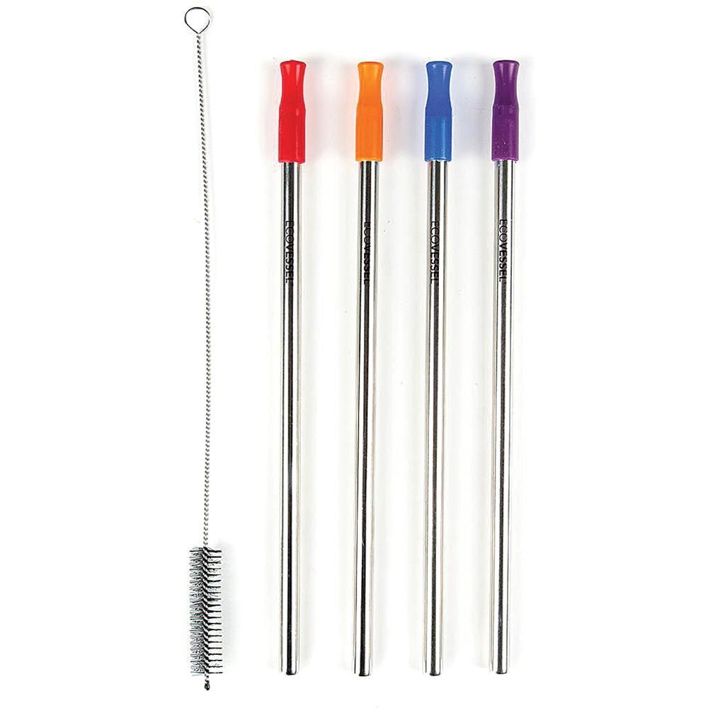 Ecowaare 8pcs Stainless Steel Straws with 2 Cleaning Brushes Silicon C