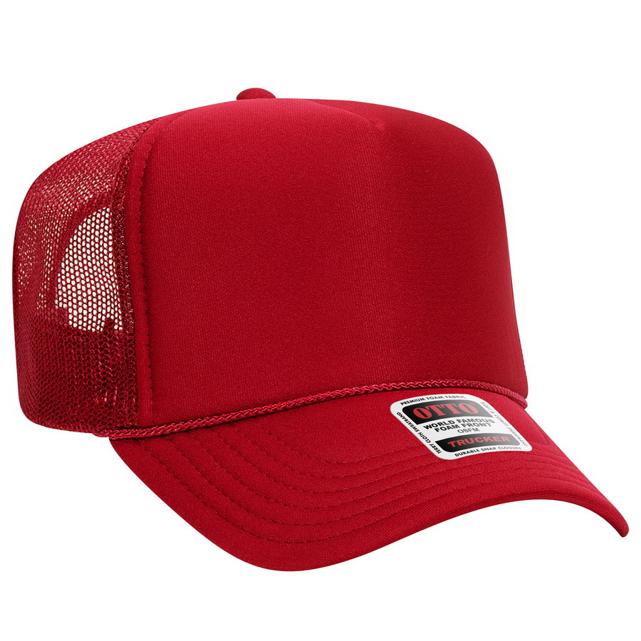 Top Headwear Blank Trucker Hat - Mens Trucker Hats Foam Mesh Snapback Red