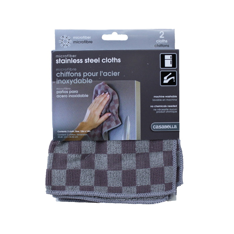 Casabella 11212 Microfiber Stainless Steel Cloths - 2 count