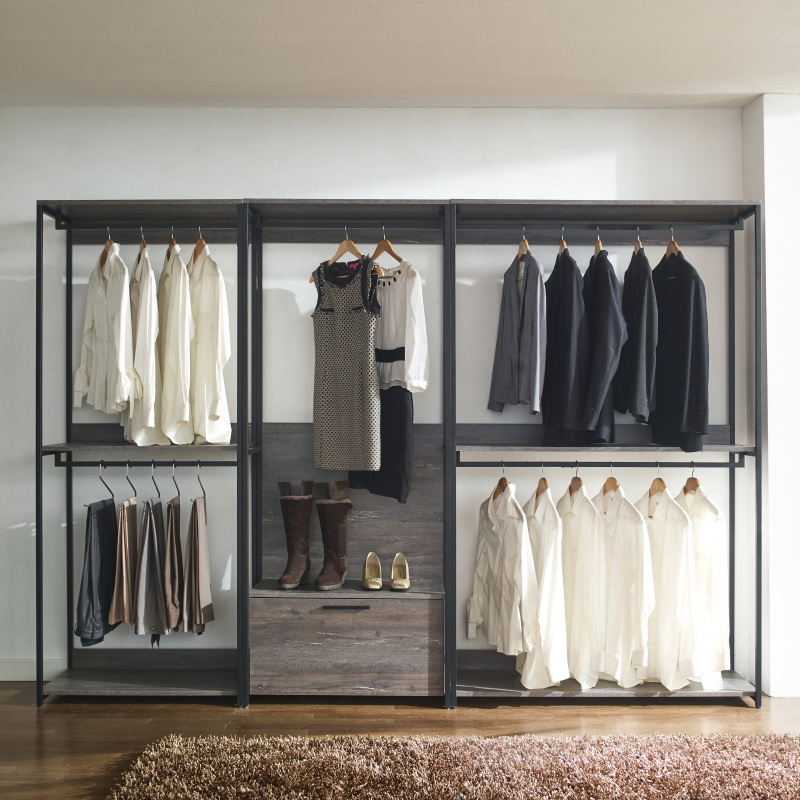 Klair Living Fiona White Freestanding Walk in Wood Closet System with Metal Frame | FIONA-ABDF