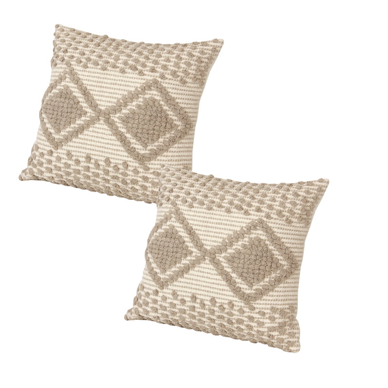 17 x 17 Inch Square Cotton Accent Throw Pillows, Geometric Aztec