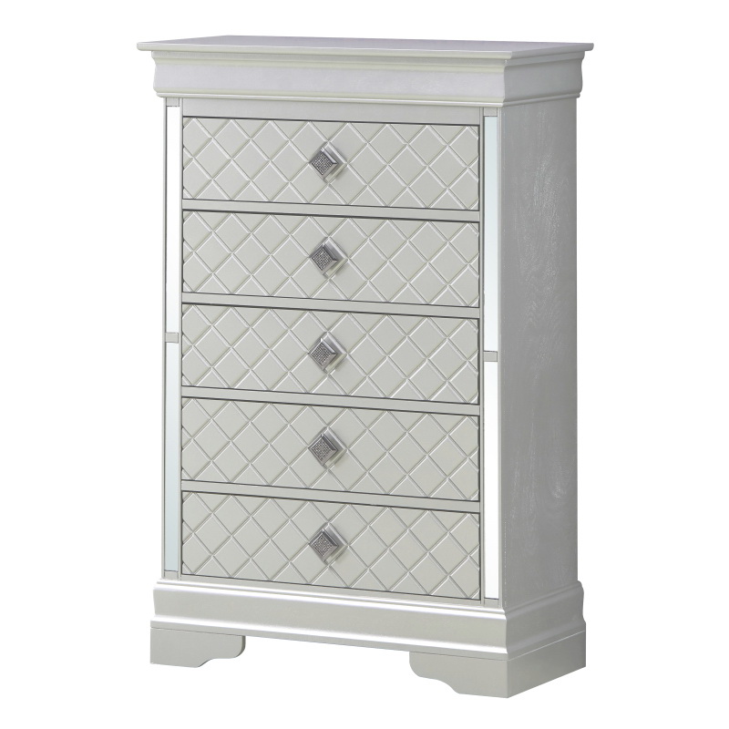 Glory Furniture Louis Phillipe G3103-BC 4 Drawer Chest , Silver Champagne