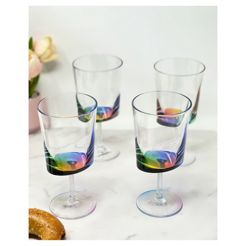 12 oz. Stemmed Swirl Acrylic Wine Glasses Set (Set of 4)