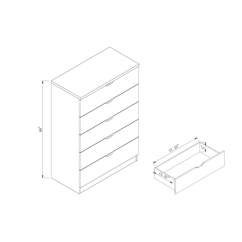 酷牌库|商品详情-ID USA Furniture进口代理批发 现代自然饰面五抽屉柜衣物储物柜，带金属抽屉滑轨