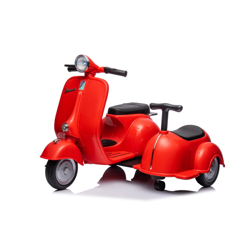 酷牌库|商品详情-MegaMart Solutions进口代理批发 6V 许可 Vespa 踏板摩托车带儿童侧车，红色 B117135091