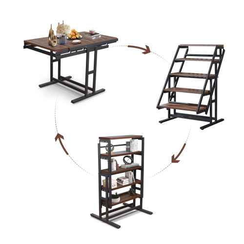 酷牌库|商品详情-Oldtree Furniture进口代理批发 餐桌 多功能实木折叠转换桌/折叠置物架 可用作餐桌或立式置物架 GLT12070