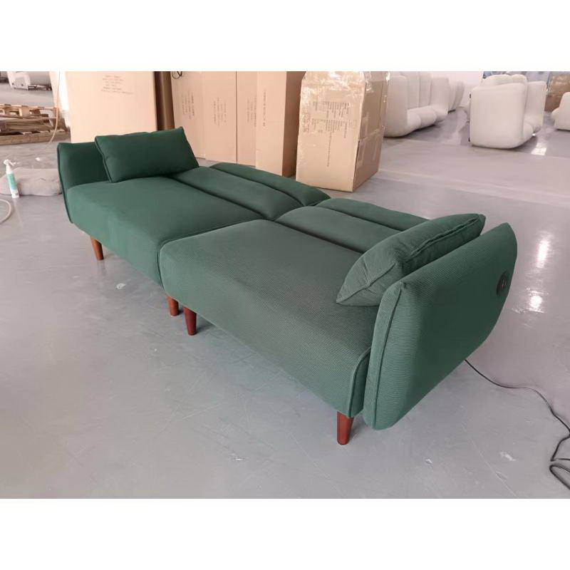 酷牌库|商品详情-Meiting Furniture进口代理批发 可转换蒲团沙发床、可调节沙发床、现代沙发灯芯绒面料舒适沙发床，带木腿和 2 个枕头，适用于公寓、客厅、工作室。 (绿色)W1123P144862