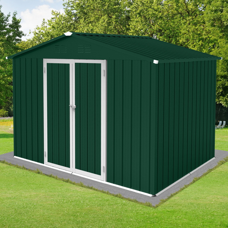 Storage Sheds进口代理批发 金属花园棚 6ftx8ft 户外储物棚 绿色+白色 W1350S00009