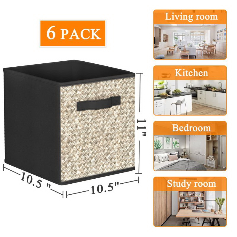6 Pack Fabric Storage Cubes with Handle, Foldable 11 inch Cube Storage  Bins, Storage Baskets for Shelves, Storage Boxes for Organizing Closet  Bins,Black W1401133345 Sale, Reviews. - Opentip