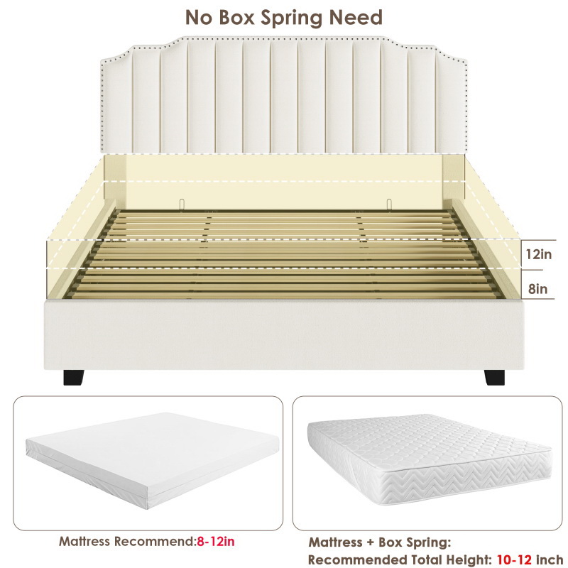 酷牌库|商品详情-Aobang Furniture进口代理批发 Lift Up 天鹅绒米色大号床 W2239141432