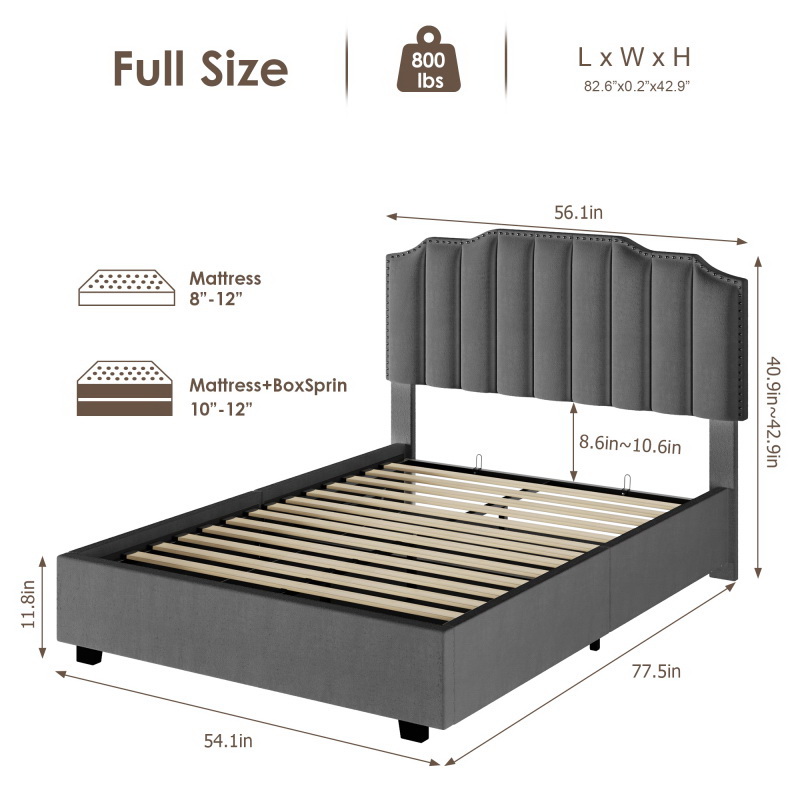 酷牌库|商品详情-Aobang Furniture进口代理批发 升降双人床灰色天鹅绒 W2239141437