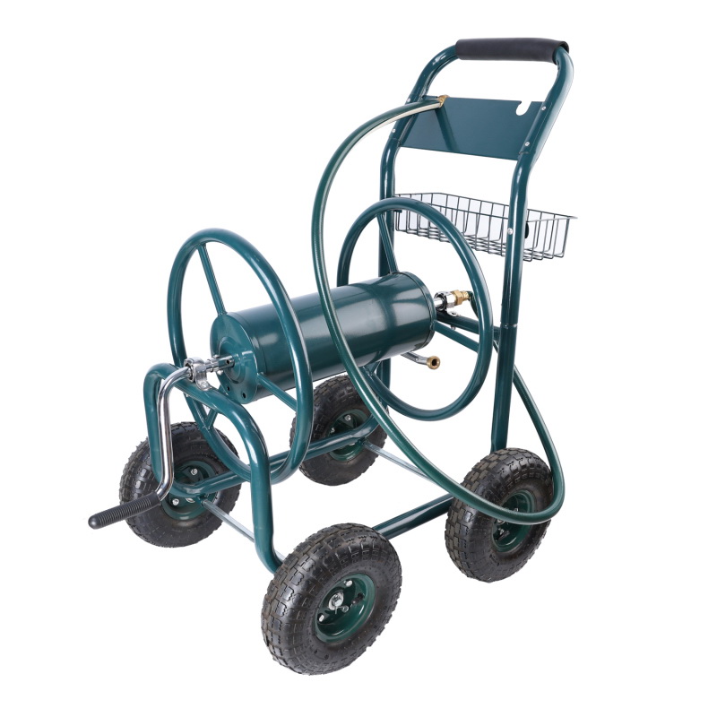 Garden Hose Reel Cart - 4 Wheels Portable Garden Hose Reel Cart with  Storage Basket Rust Resistant Heavy Duty Water Hose Holder W227126838 Sale,  Reviews. - Opentip