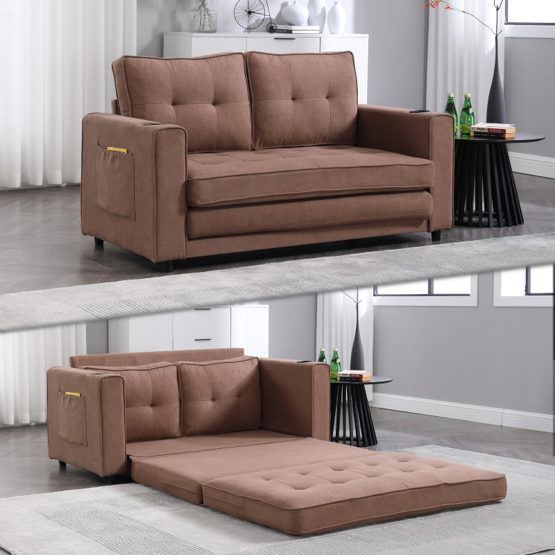 3-in-1 Upholstered Futon Sofa Convertible Floor Sofa bed,Foldable ...