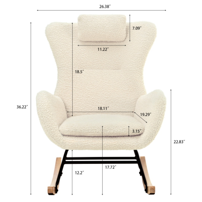 Relax sofa进口代理批发 高靠背摇椅，泰迪材质舒适摇臂摇椅，客厅休闲扶手椅 W244134105