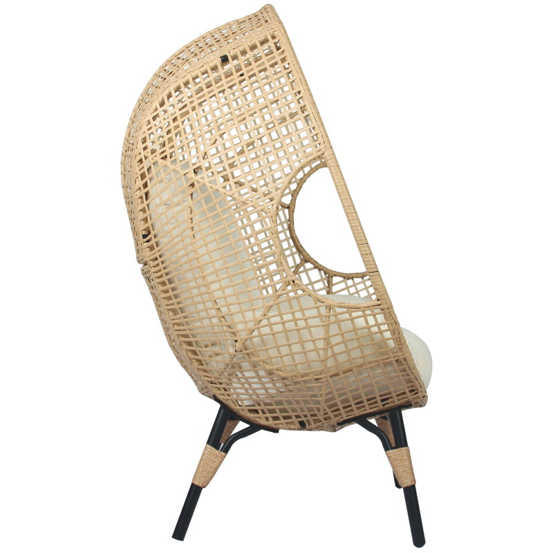 酷牌库|商品详情-iPRO Outdoor Furniture进口代理批发 Patio PE 柳条蛋椅型号 4 带自然色藤米色坐垫和边桌 W400120450