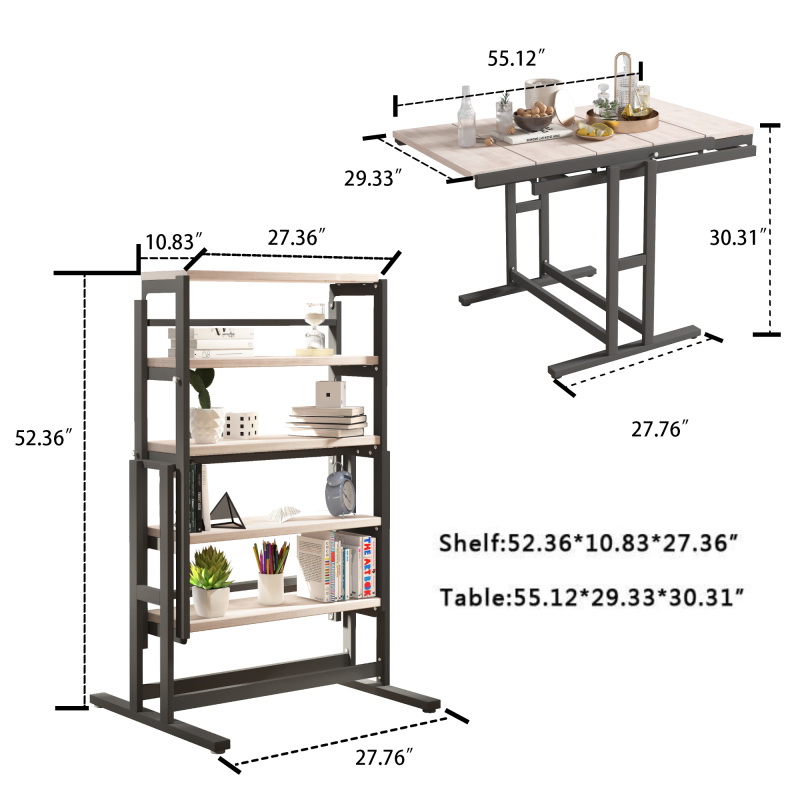 酷牌库|商品详情-Familyroom Furnitures进口代理批发 复古白色实心桃花心木多功能可转换餐桌，可自由开关节省空间的桌子，餐厅或厨房的架子 W760P178255