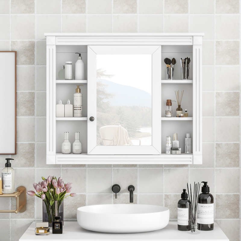 Buy White Wall Mounted Bathroom Storage Cabinet, Mirrored Vanity