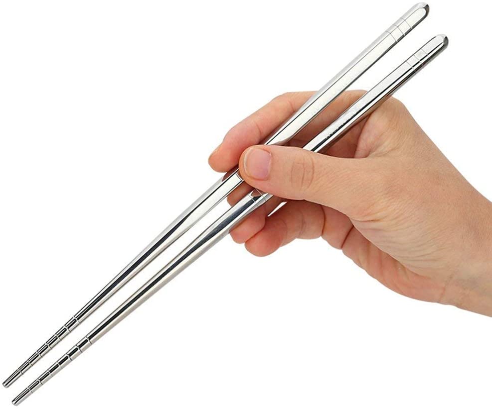 10 Reusable Non-Slip Stainless Steel Chopsticks 
