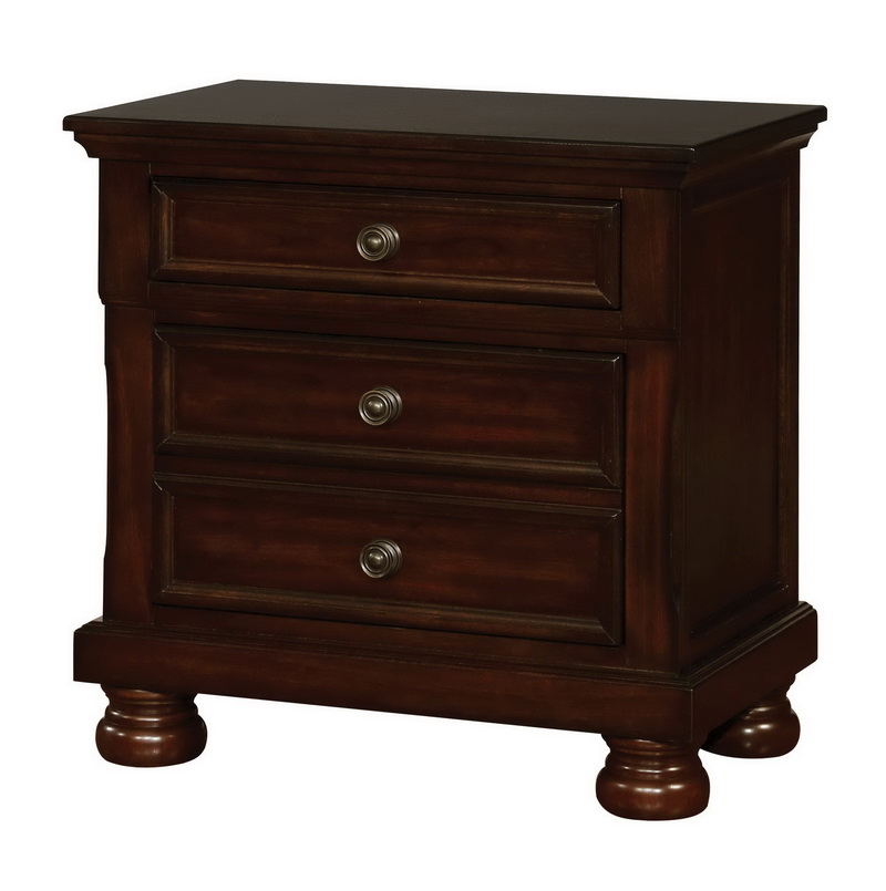 Classic Louis Philippe Style Brown Cherry Finish 1pc Nightstand of