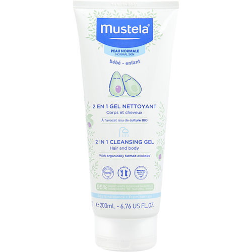 Mustela进口代理批发 Mustela By Mustela 2 合 1 身体和头发清洁凝胶 - 适合中性皮肤 --200 毫升/6.7 盎司，女士