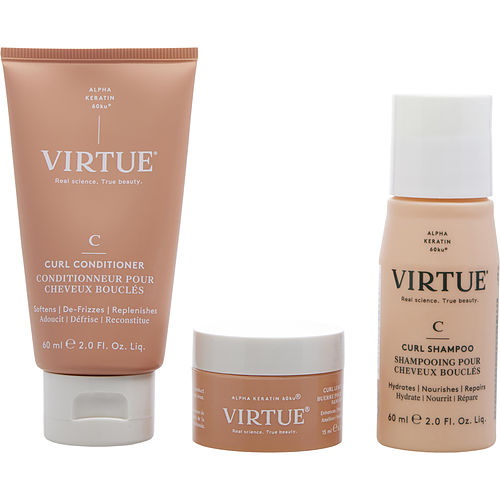 Virtue进口代理批发 VIRTUE By Virtue Curl Discovery 套装 - 洗发水 2 盎司、护发素 2 盎司、黄油 0.5 盎司，男女皆宜