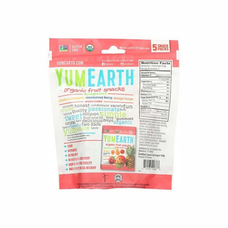 酷牌库|商品详情-Yumearth进口代理批发 Yumearth 有机热带水果零食 5 包（0.62 盎司）