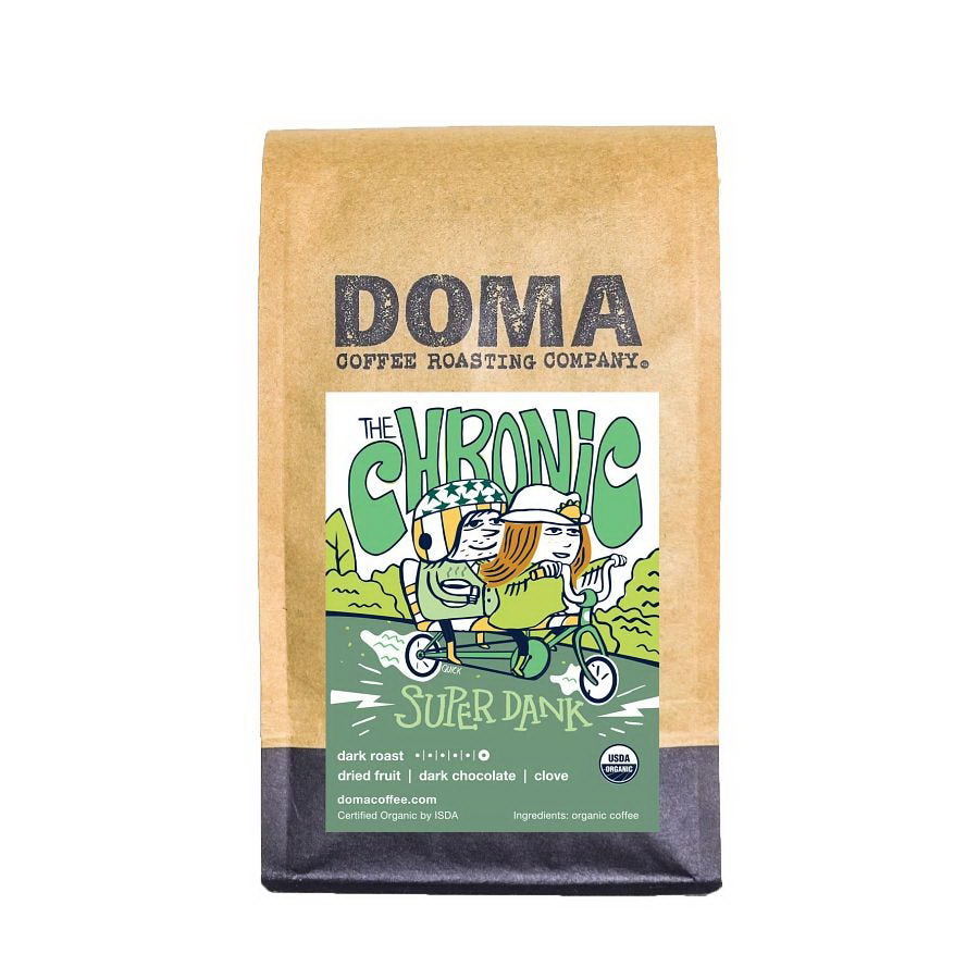 DOMA进口代理批发 DOMA 咖啡烘焙公司有机 The Chronic Super Dank 混合全豆咖啡 12 盎司。