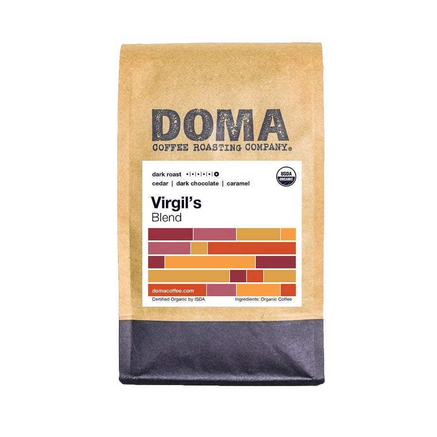 DOMA进口代理批发 DOMA 咖啡烘焙公司有机 Virgil's 混合全豆咖啡 12 盎司。