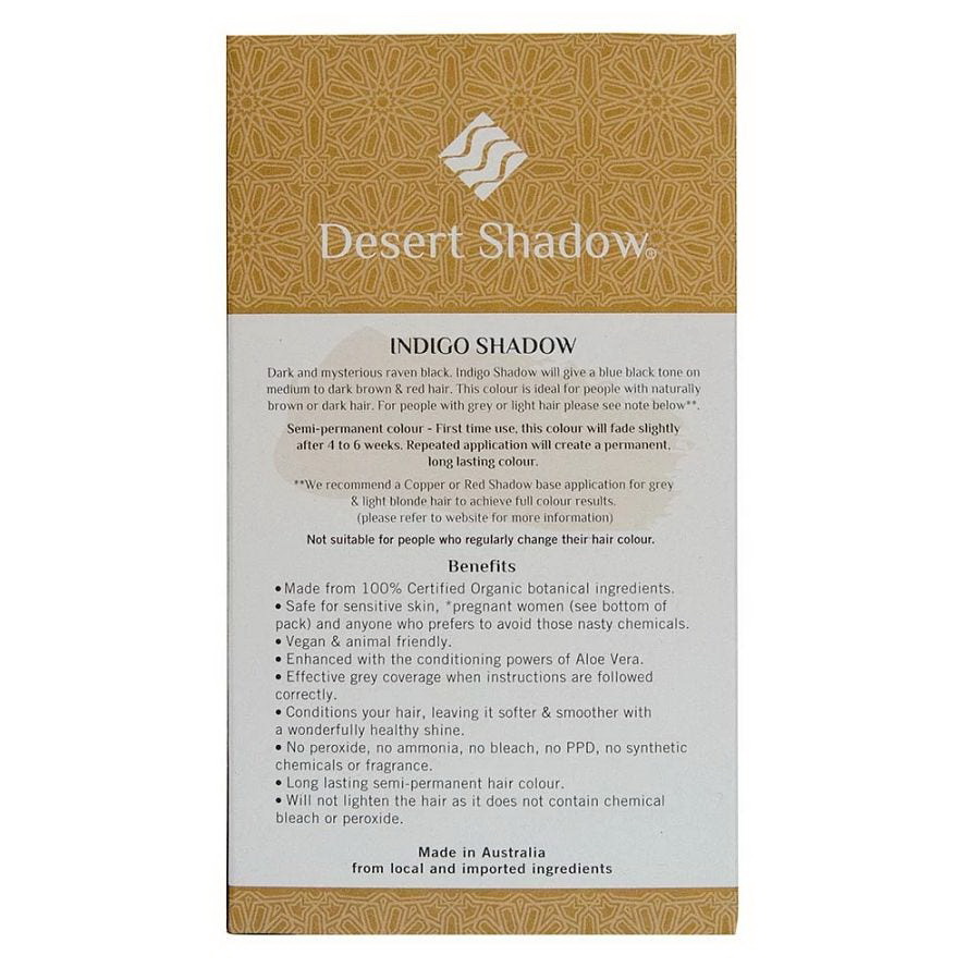 酷牌库|商品详情-Desert Shadow进口代理批发 Desert Shadow Indigo Shadow 蓝黑色有机染发剂 3.5 盎司。