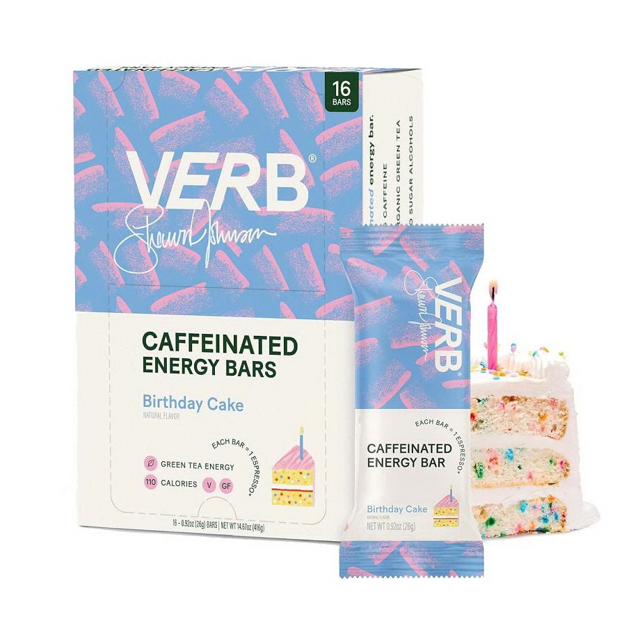 Verb Energy进口代理批发 Verb Energy 生日蛋糕含咖啡因能量棒 16 条