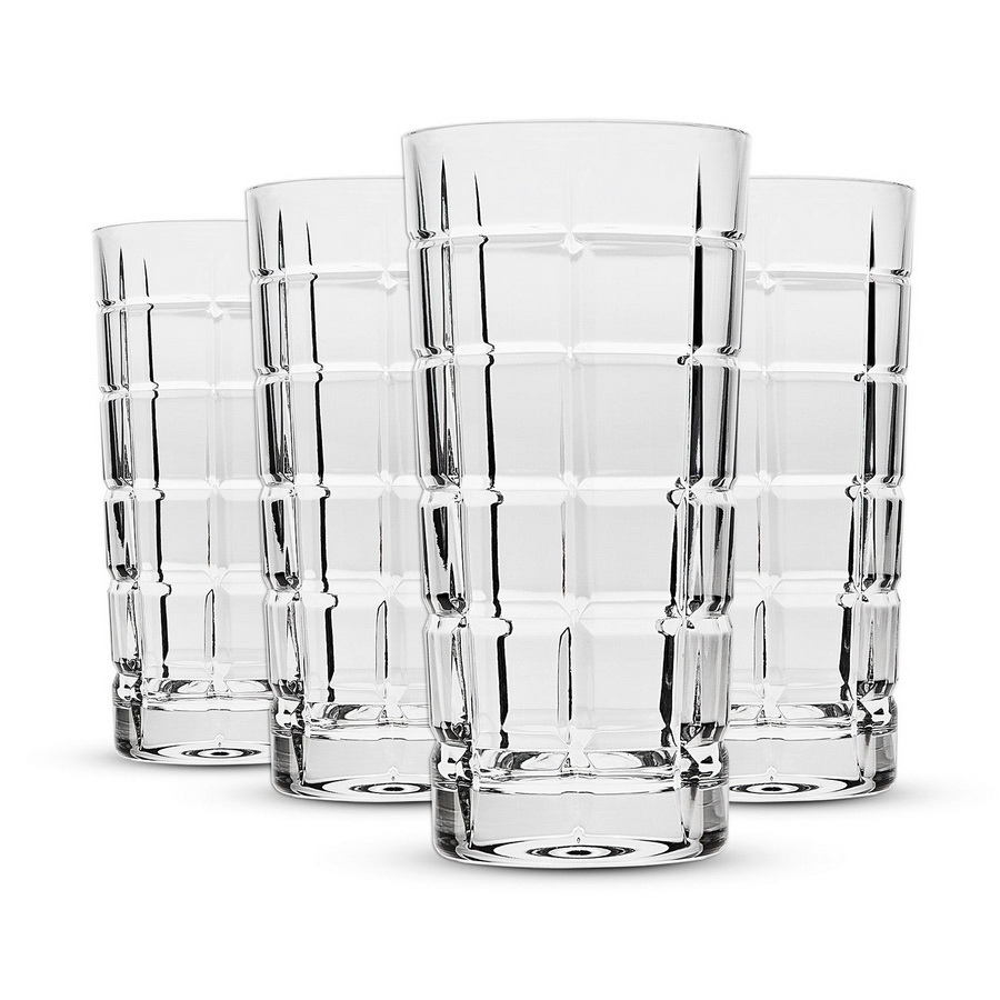 Godinger 25437 Dublin Set of 4 Highball Glasses - Platinum