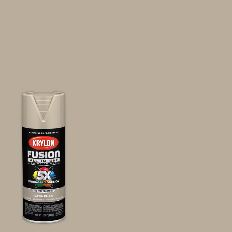 Krylon进口代理批发 Krylon K02740007融合多合一的缎面卡其色油漆+底漆喷漆12盎司