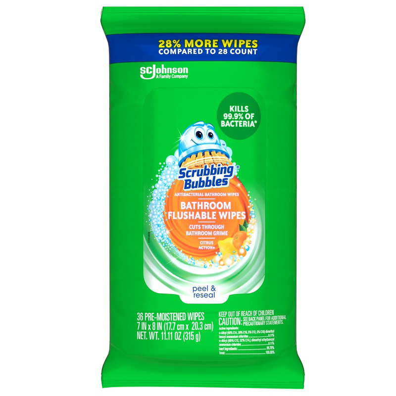 Scrubbing Bubbles进口代理批发 擦洗气泡00621柑橘香抗菌湿巾36 CT 1 PK